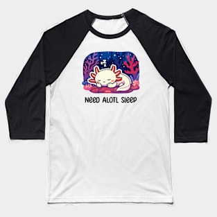 Cute Axolotl Sleeping Baseball T-Shirt